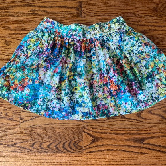ZARA FLORAL MONET PRINTED HIGH WAISTED TULIP MINI SK - Picture 5 of 5